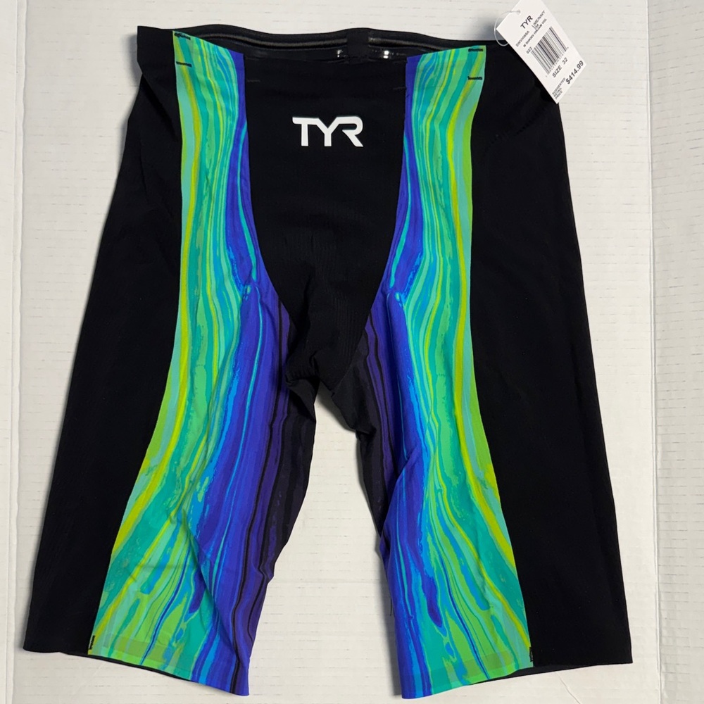 TYR  SHOCKWAVE Men's Black Swim Trunks with Lime/Navy